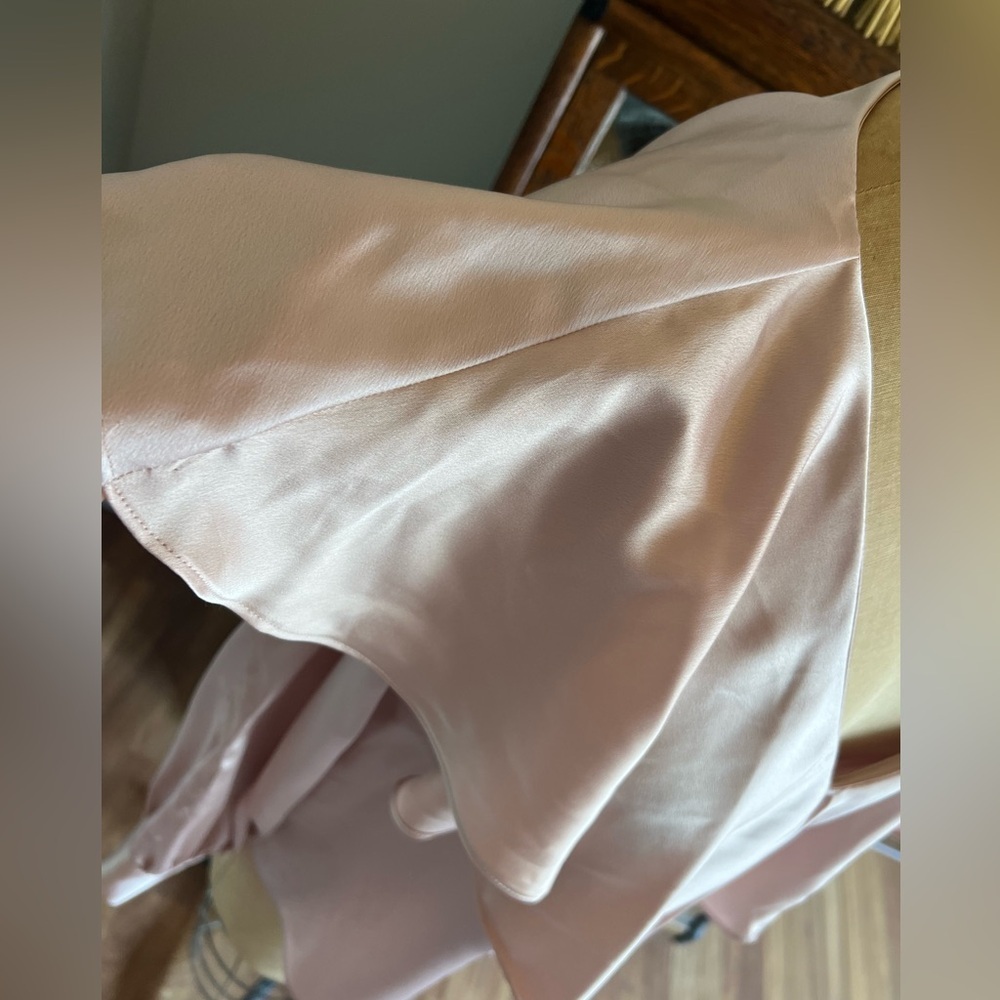 Zara mauve pale pink silk look long sleeve blouse medium - Picture 2 of 9